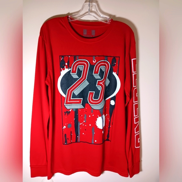 Red L/S "23 LEGEND" Graphic Tee. Mens SZ L - Picture 1 of 5